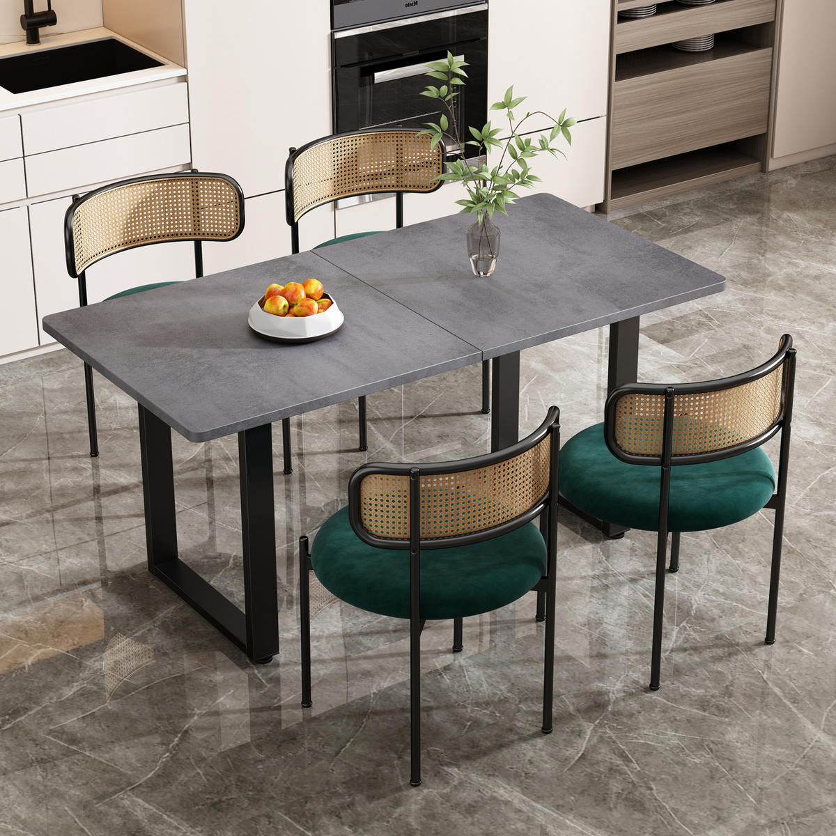 ESSTISCH mit großzügiger Tischplatte, stabilem Metallgestell und verstellbaren Füßen, Schwarz/Grau - Schwarz, Holzwerkstoff (140/70/75cm) - Redom
