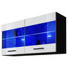HÄNGEVITRINE SAVONA, Weiss, LED Blau - Schwarz/Weiß, Glas/Holzwerkstoff (100/50/27.2cm) - Komodee
