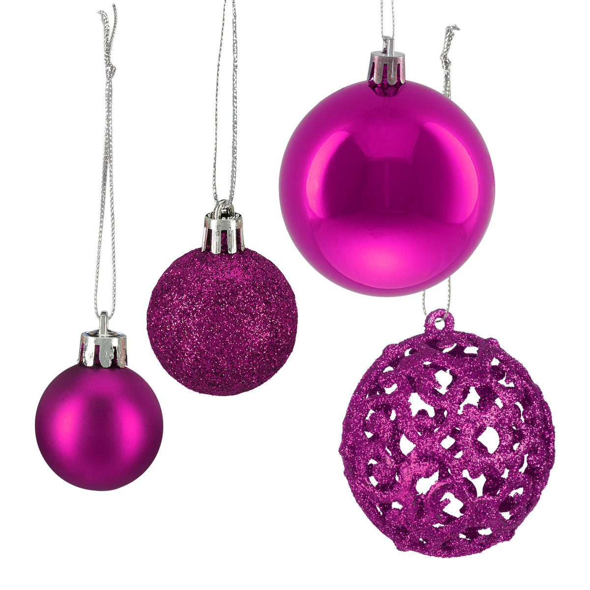 WEIHNACHTSKUGELN-SET 50-tlg. - Pink, Kunststoff (6/7/6cm) - Relaxdays