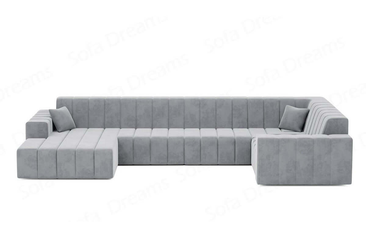 WOHNLANDSCHAFT Astra Hellgrau Samtstoff - Hellgrau, Kunststoff (326/73/186cm)
