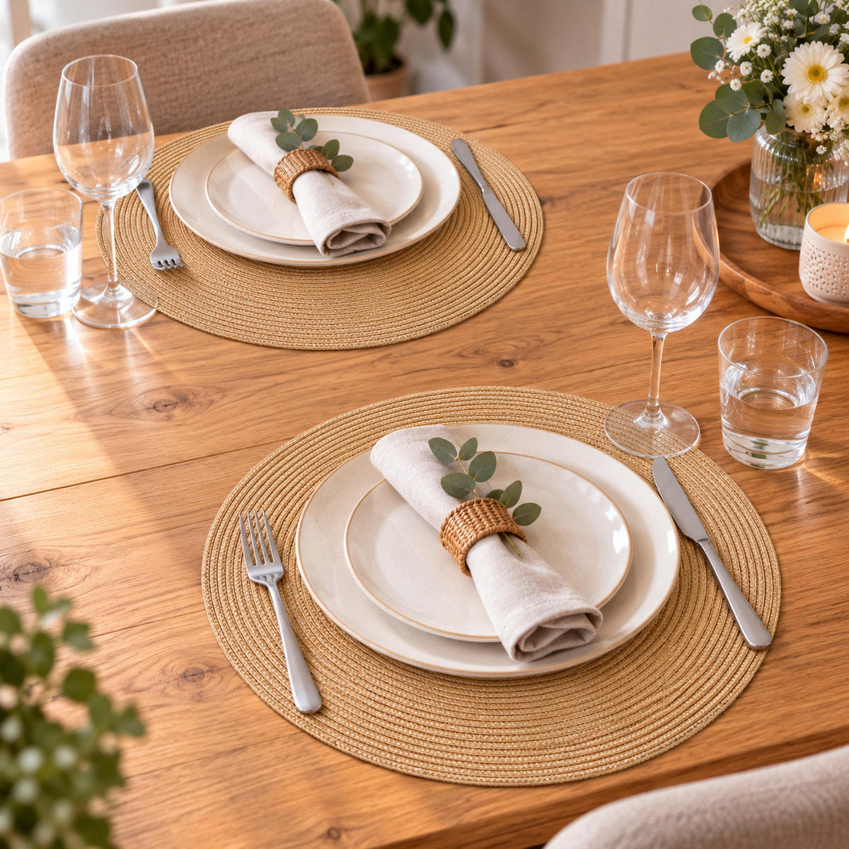 PLATZSET 2er Set Polypro Caramel 35 cm rund - Hellbraun, Kunststoff (35cm) - TiborTex