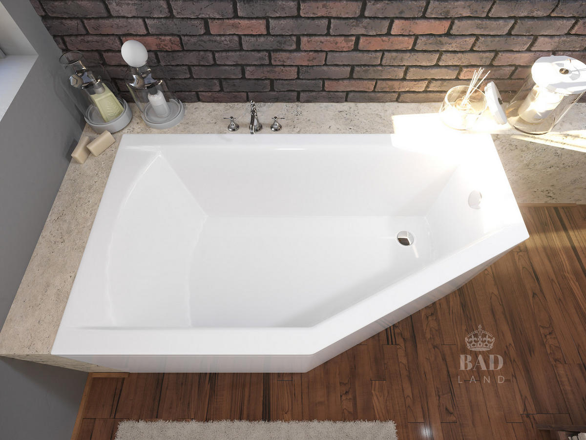 BADEWANNE Eckwanne SELENA 150/90 Links Ablauf & Füße - Weiß, Kunststoff (90/59/150cm) - bad land