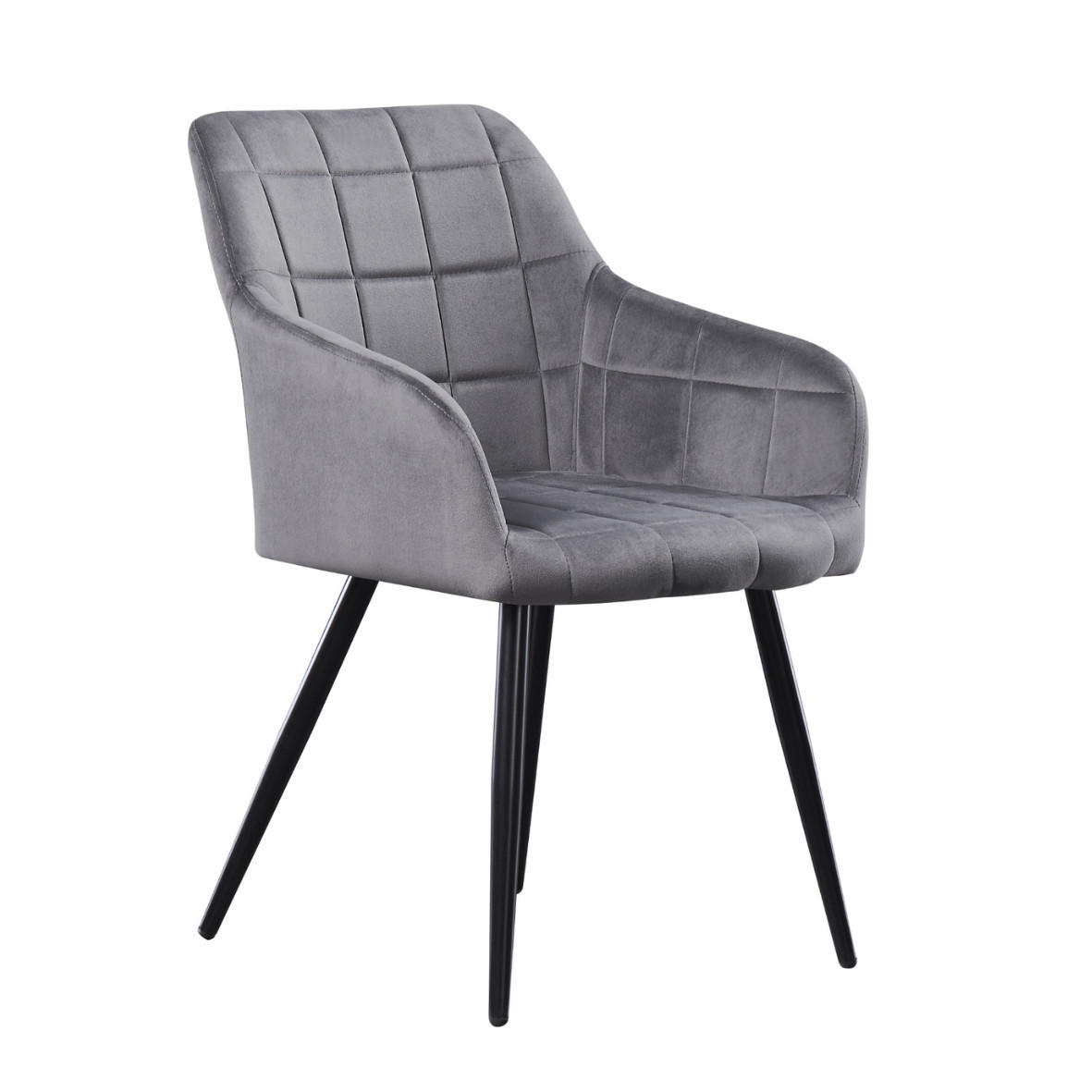 STUHL Samtgrau - Grau, Metall (55/82/59cm) - Life Interiors
