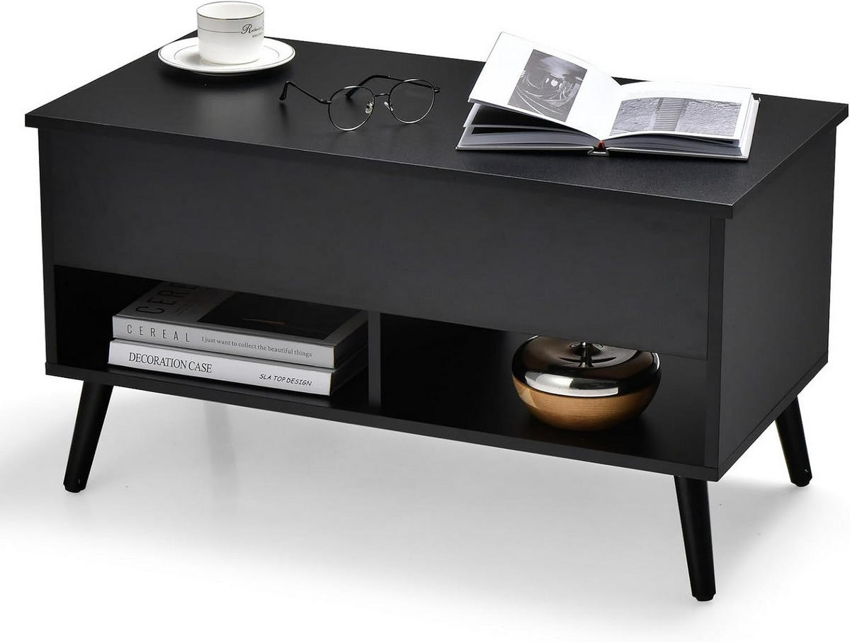SOFATISCH Schwarz - Schwarz, Holz (40/80/45cm) - COSTWAY