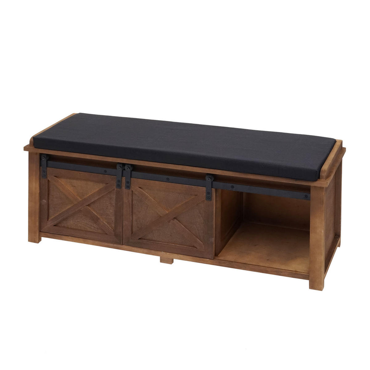 SITZBANK MIT STAUFÄCHERN Schwarz - Schwarz, Holz (102/43/33cm) - MCW