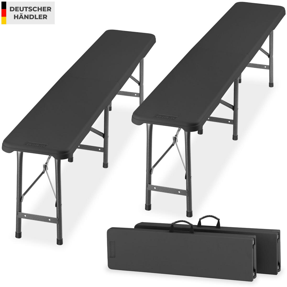 CAMPINGKLAPPBANK 2er Set Panja, gummierte Tragegriffe, anthrazit - Anthrazit, Kunststoff (180/42/27.5cm) - tectake
