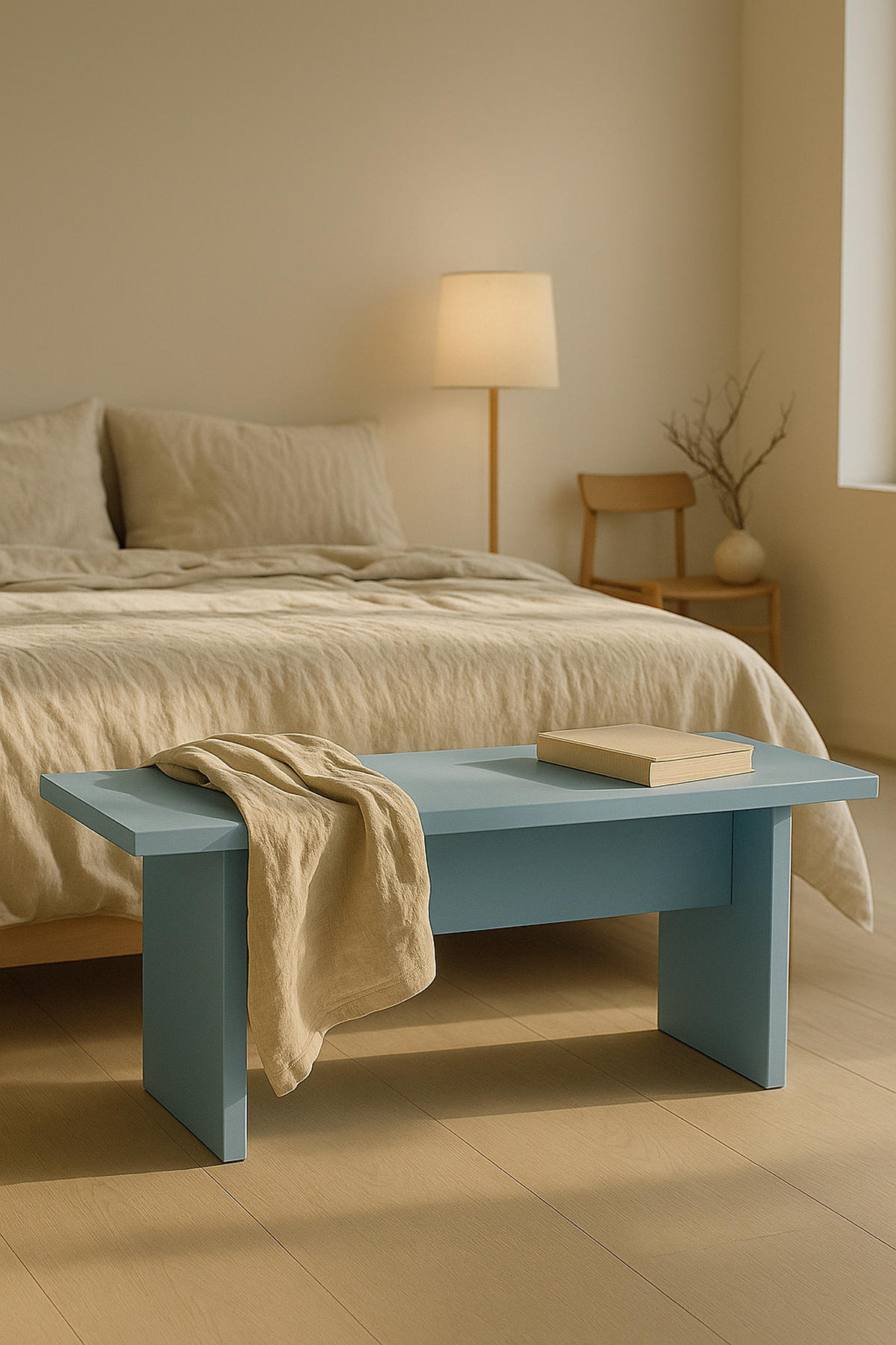 BANK 120 laminiert THEA - Hellblau, Holzwerkstoff (120/45.5/35cm) - RNT By Really Nice Things