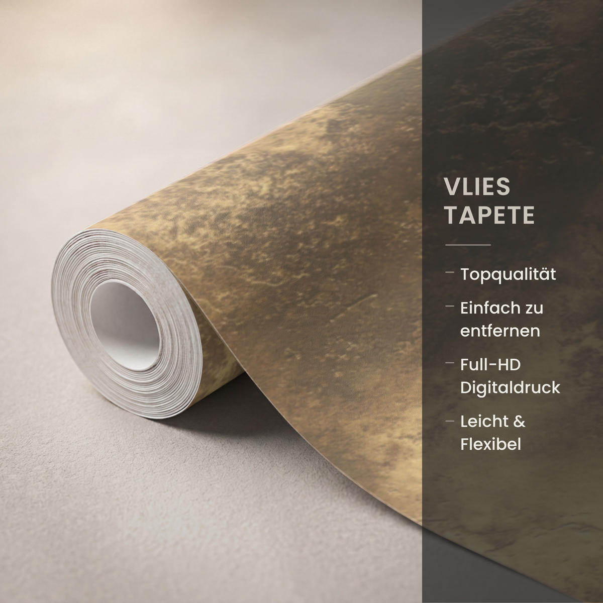 TAPETE - Antik - Metallic-Look - Gold - 200x200 cm - Messingfarben, Papier (200/200cm) - OnlyWow