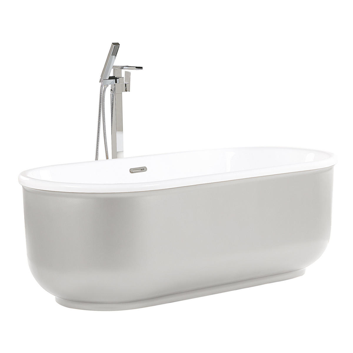BADEWANNE FREISTEHEND 80x170x59 cm silber Pinel - Silberfarben, Kunststoff (80/59/170cm) - Beliani