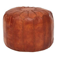 SITZHOCKER – Echtleder Braun, orientalisches Design - Braun, Leder (52/40/52cm) - KADIMA DESIGN