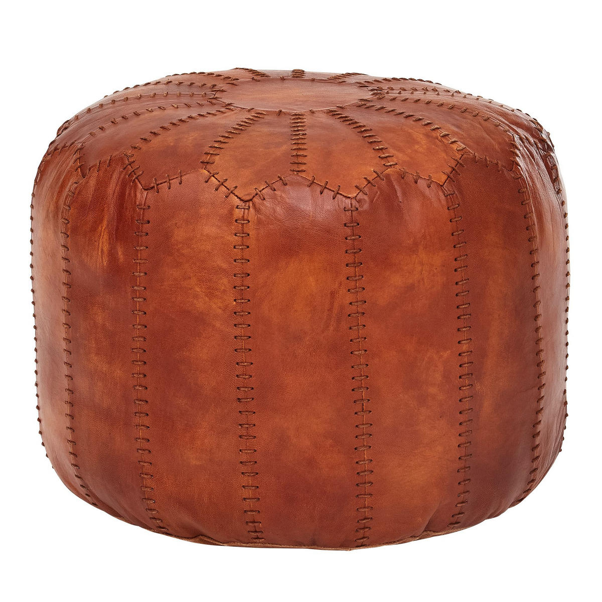 SITZHOCKER – Echtleder Braun, orientalisches Design - Braun, Leder (52/40/52cm) - KADIMA DESIGN