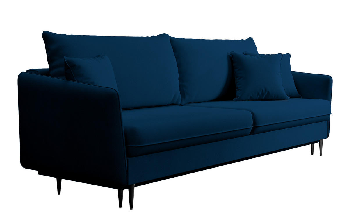 SCHLAFSOFA Volio Dunkelblau schwarzen Beinen - Schwarz/Dunkelblau, Textil/Metall (221/90/100cm) - Selsey