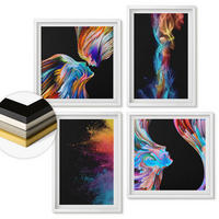 WANDBILDER 4er-Set - 50x50 cm & 40x60 cm Weißer Rahmen - Farbenfrohe Abstraktionen, Gesichter, Formen - Weiß, Kunststoff (50/50cm) - ArtPrintCave
