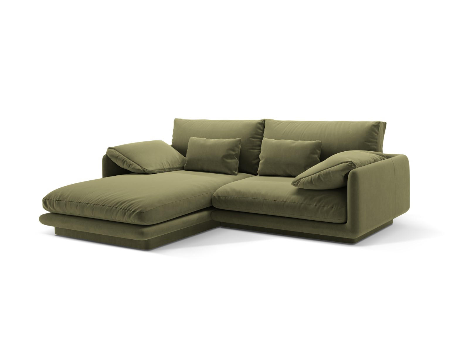 ECKSOFA links Torino aus Samt hellgrün 3 Sitzplätze - Hellgrün, Textil (170/220cm) - Micadoni