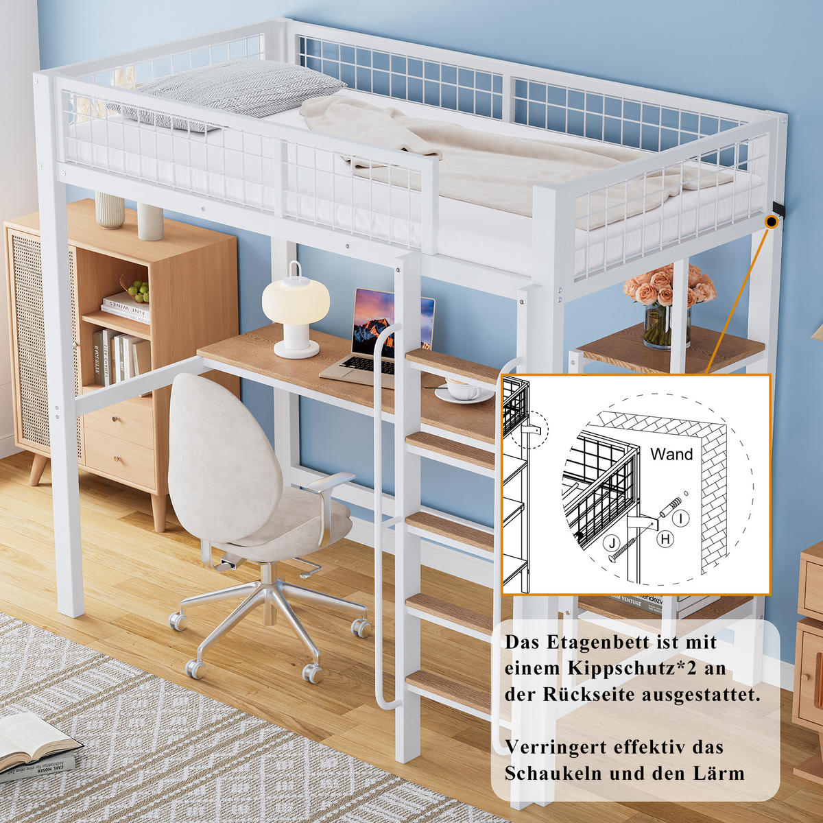 HOCHBETT 90x200 cm Tisch Regal weiß - Weiß, Metall (90/200cm) - LEBENLANG