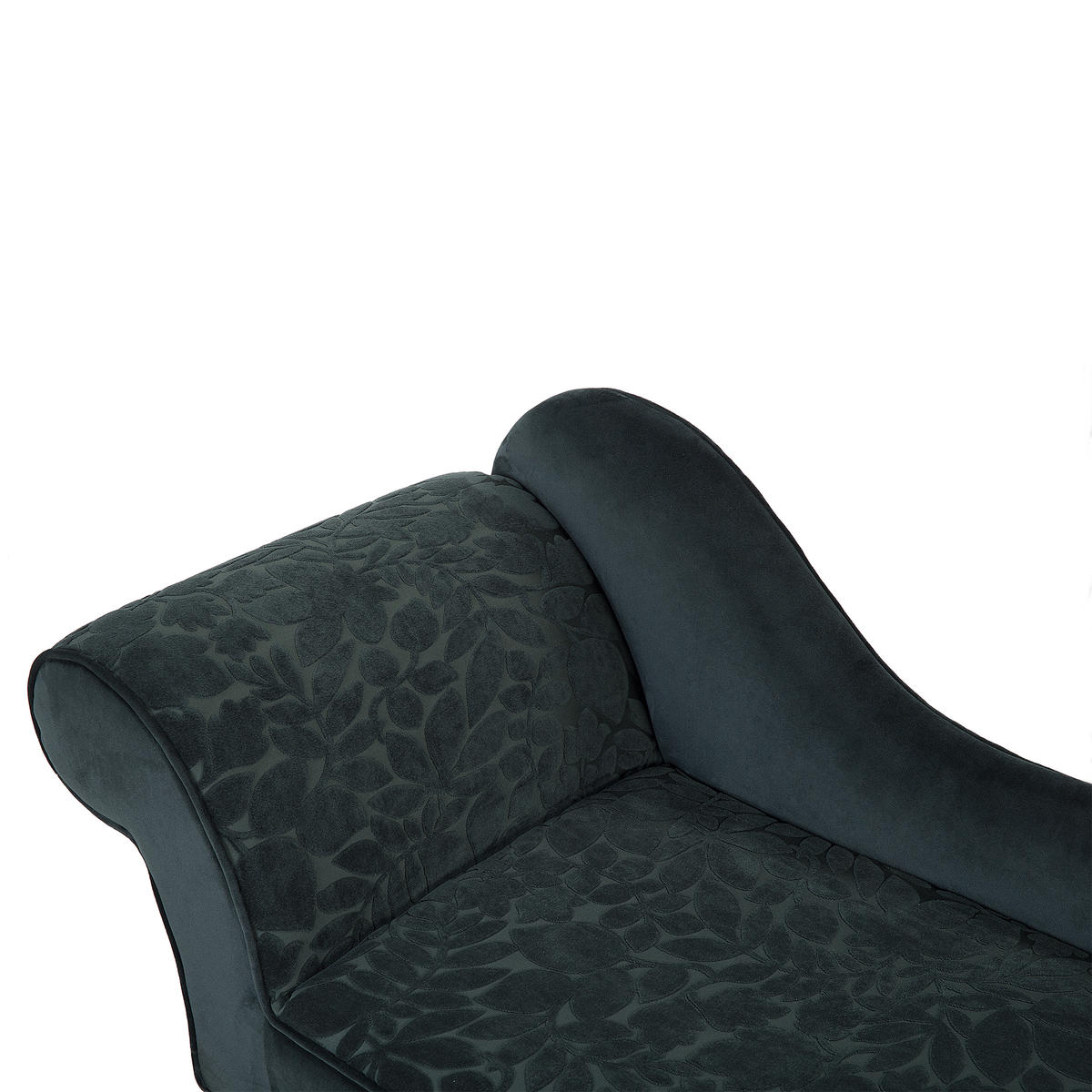 CHAISELONGUE Samtstoff dunkelgrün Blättermuster linksseitig Biarritz - Grün, Textil (116/77/56cm) - Beliani