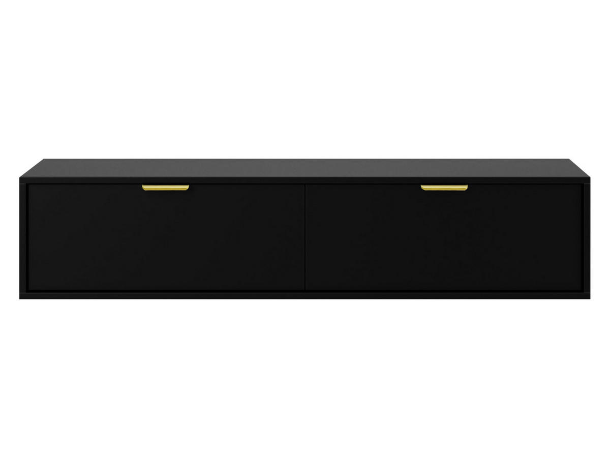TV-LOWBOARD Senna 140 - Goldfarben/Schwarz, Holzwerkstoff/Metall (140/35/33cm) - MIRJAN24