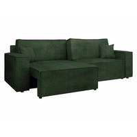 SCHLAFSOFA Karl Cord mit L-Funktion - Schwarz/Grün, Holz/Kunststoff (245/82/139cm) - MIRJAN24