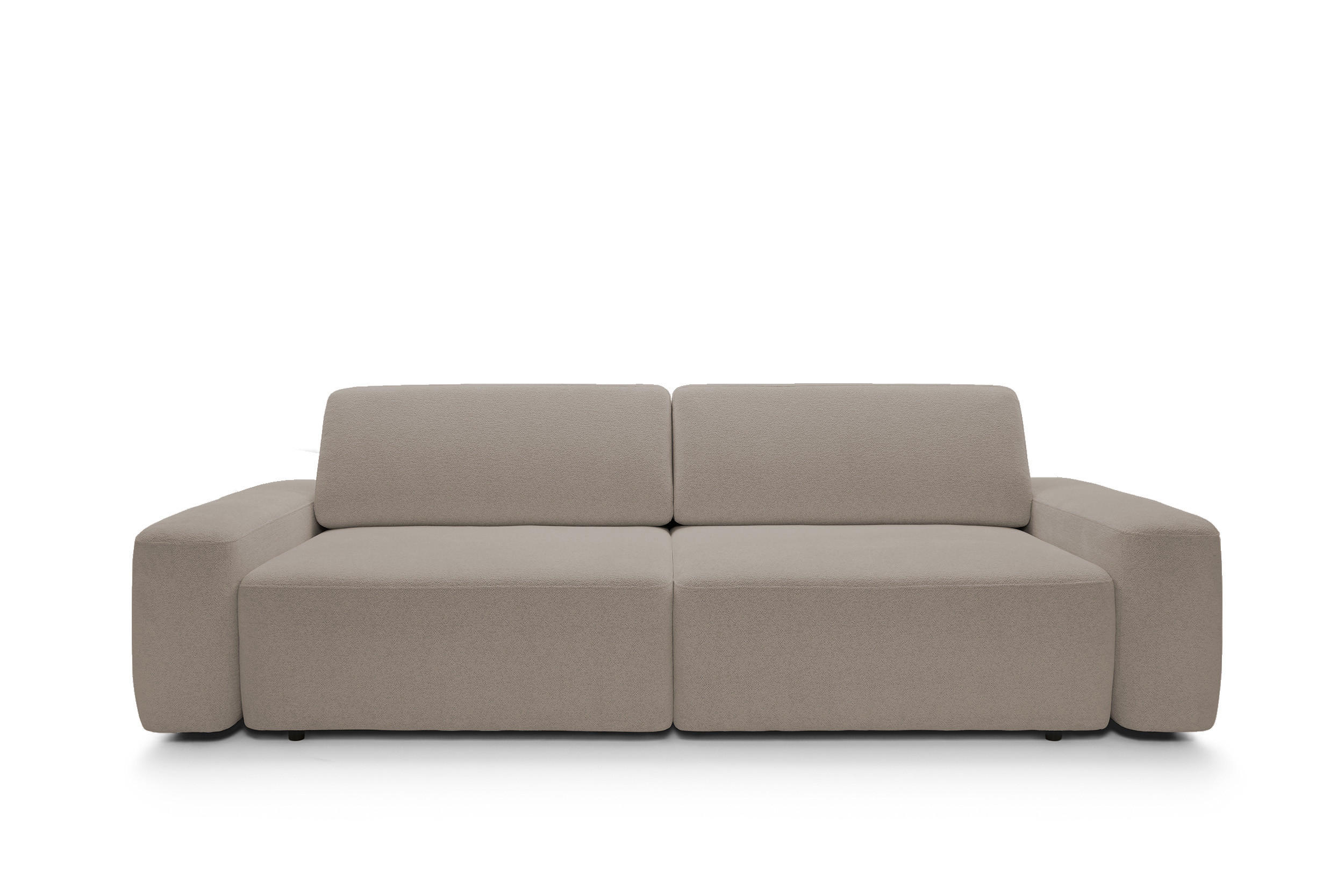 SOFA 4-Sitzer freistehend, Bettzeugcontainer, Polsterung aus PUR-Schaum, Stoff Raven, Schlaffunktion: 120x200 cm, Größe: 257x82x105 cm, Cappucino - Hellbraun, Holz/Textil (257/82/105cm) - DomoHome