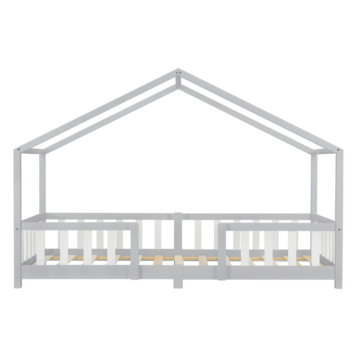 HAUSBETT Treviolo - Hellgrau/Weiß, Holz (90/200cm) - [en.casa]
