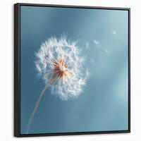 LEINWAND Bilder mit Rahmen - Löwenzahn - Wind - Blau - 50x50 - Blaugrau, Textil (50/50cm) - MuchoWow