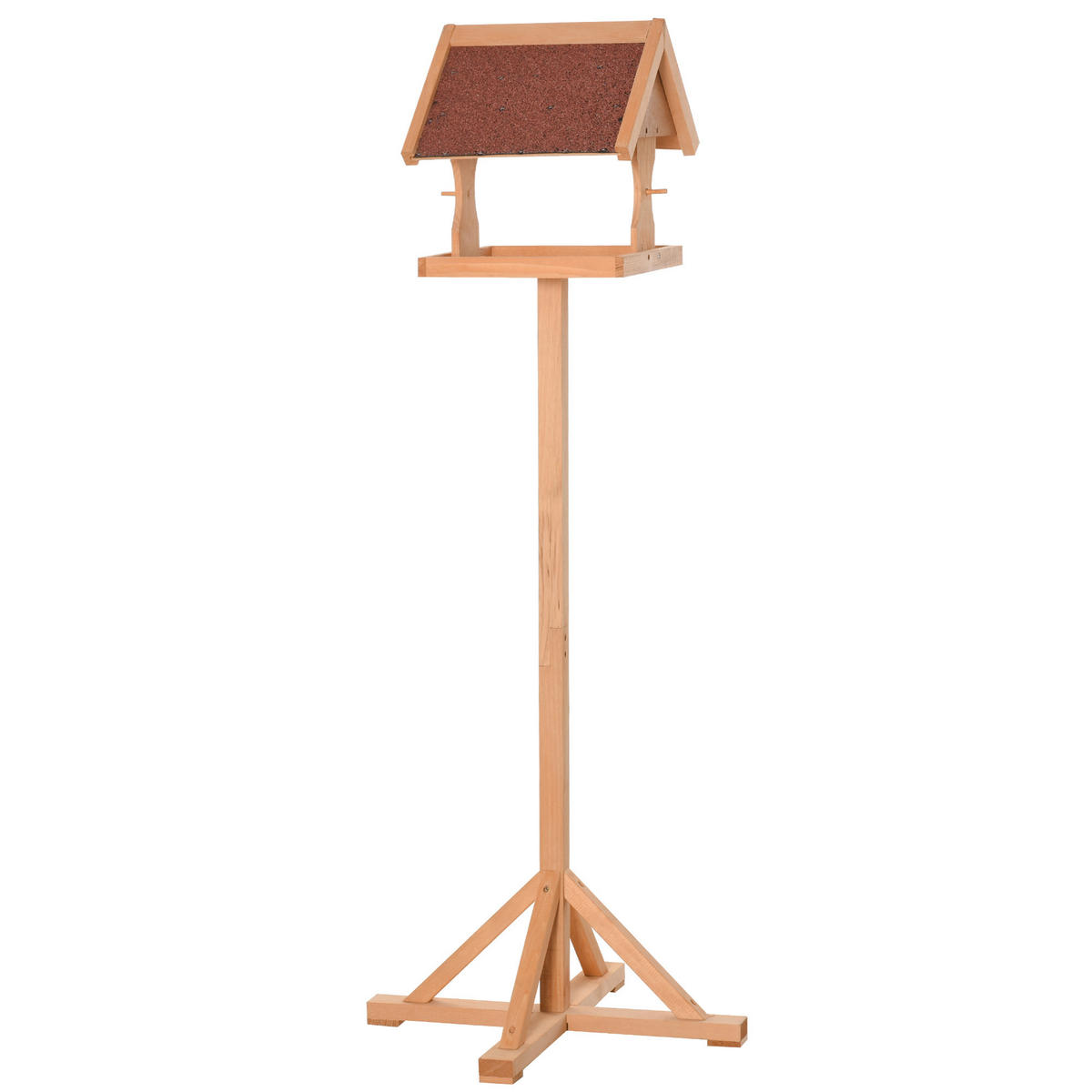 VOGELFUTTERSTATION DE-17844 wetterfestes Dach & massives Holz Natur - Naturfarben, Holz (55/144/55cm) - ComfortXL