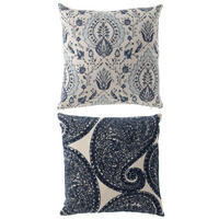 KISSEN BLUMENMUSTER VIERECKIG Blau - Blau, Textil (45/45cm) - J-Line