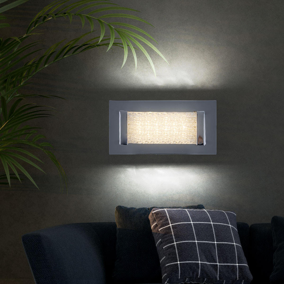 LED WANDLEUCHTE Metall Chrom Silber - Silberfarben, Glas (10/20/7.6cm) - Globo Lighting