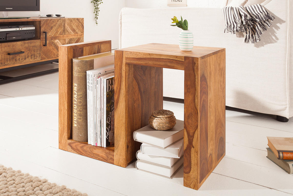 BEISTELLTISCH S Sheesham Natur 60 cm - Braun, Holz (30/45/60cm) - riess-ambiente