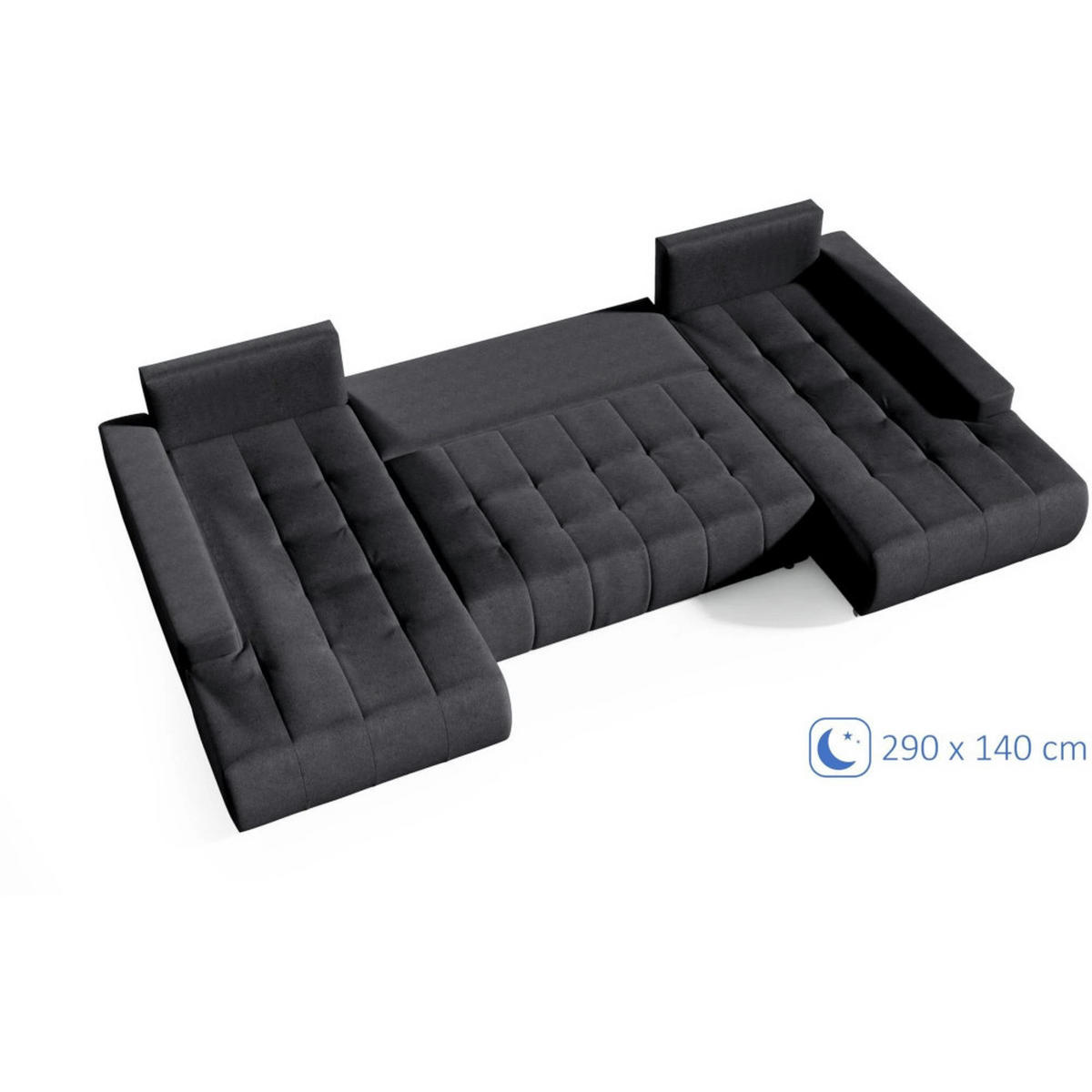 WOHNLANDSCHAFT Draco U Anthrazit - Anthrazit/Silberfarben, Textil/Metall (350/85/185cm) - Beautysofa