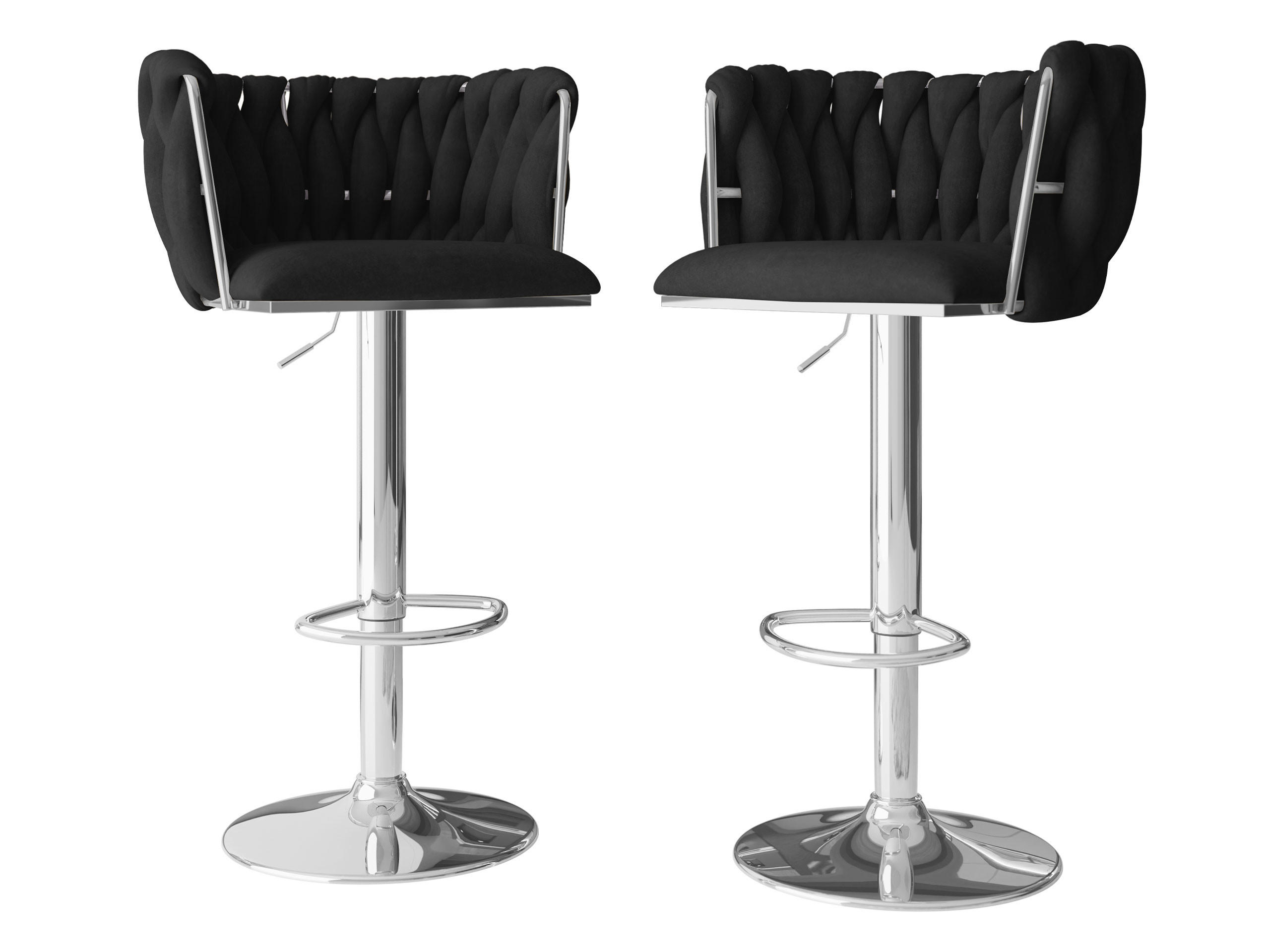BARHOCKER-SET Muz BS-1142/CM (2 Stück in Samt) - Chromfarben/Schwarz, Textil/Metall (50/85/52cm) - MIRJAN24