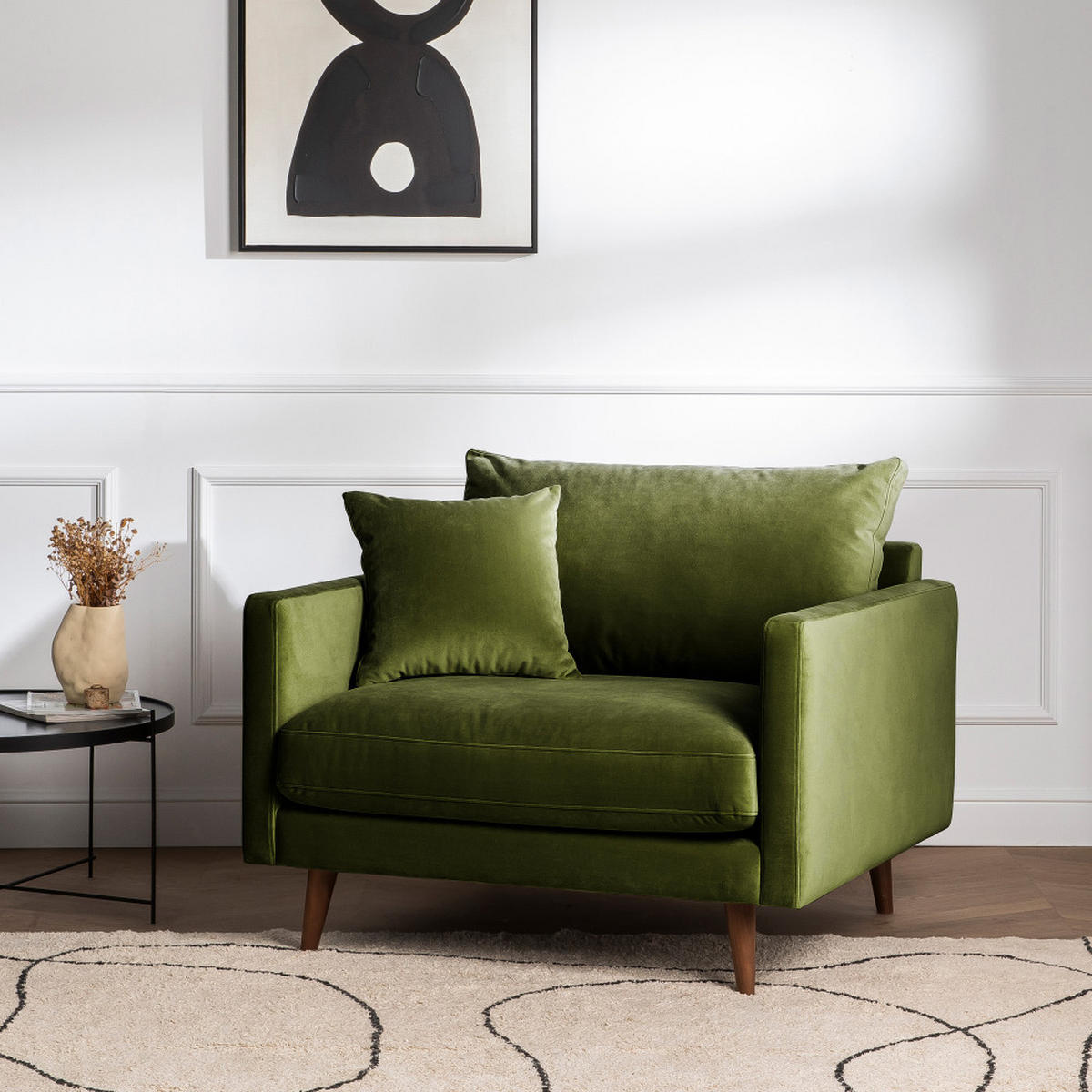 DESIGN-SESSEL - Olivengrün - Olivgrün, Textil (108/86/95cm) - Drawer