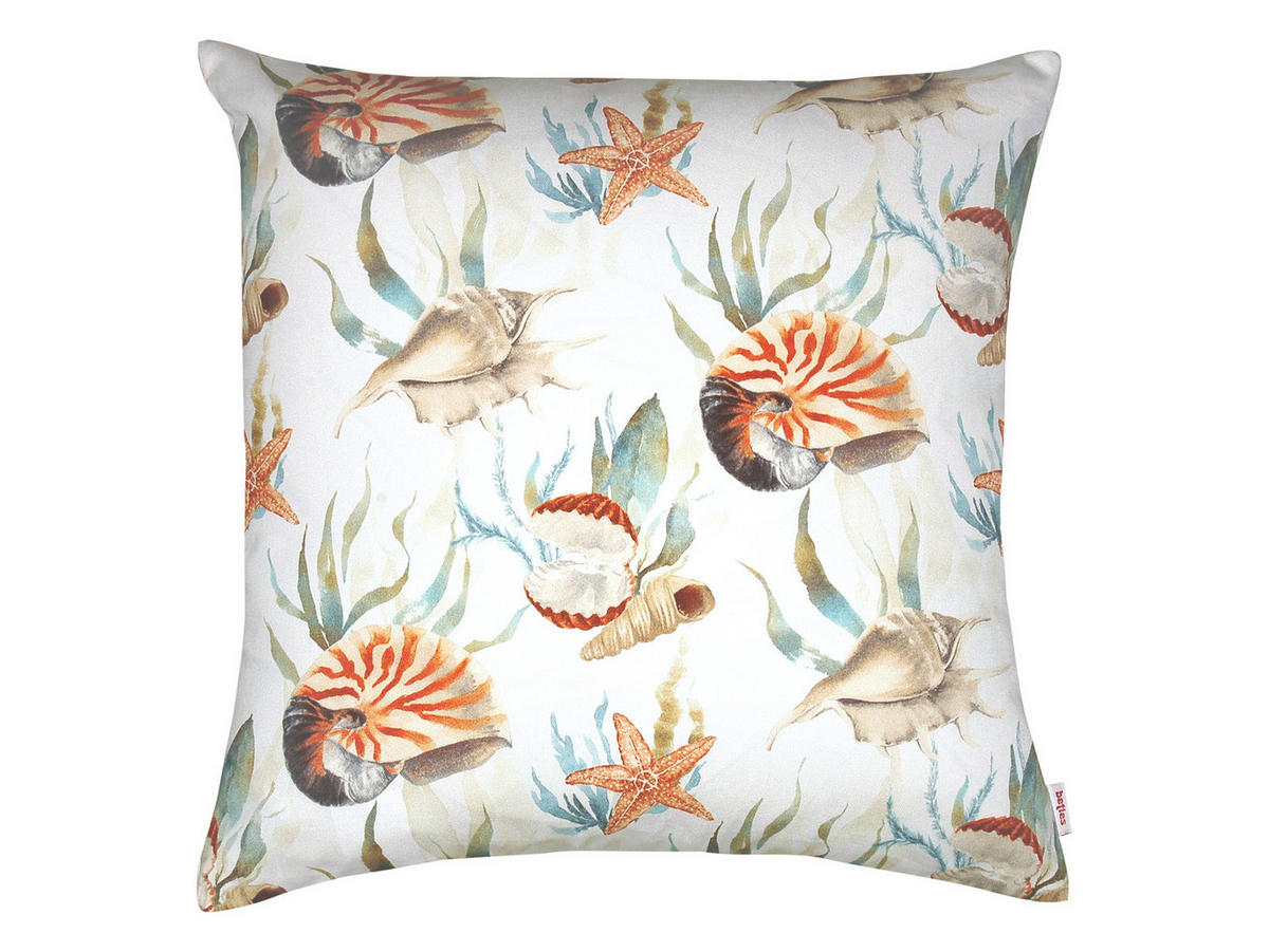 KISSENHÜLLE Meeresjuwel ivory 50/50 cm - Multicolor/Weiß, Naturmaterialien (50/50cm) - beties Heimtextil