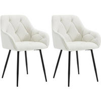 ESSZIMMERSTUHL 2er Set ergonomisch, aus Samt, Creme - Creme/Schwarz, Kunststoff/Textil (56/83.5/53cm) - Woltu
