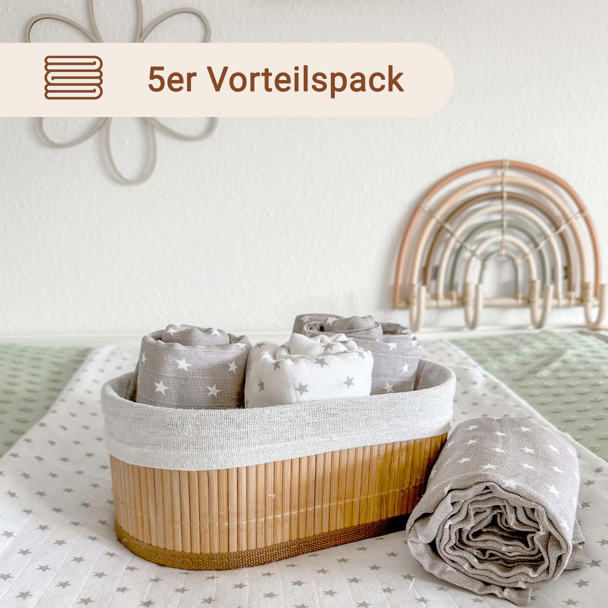 SPUCKTÜCHER, 5er-Set, 80x80 cm, 100% Baumwolle, farblich sortiert - Multicolor, Textil (80/80cm) - Zollner