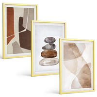 BILDER SET 3er Set - 40x60 cm Goldrahmen - Moderne abstrakte Malerei - Goldfarben, Kunststoff (40/60cm) - TULUP