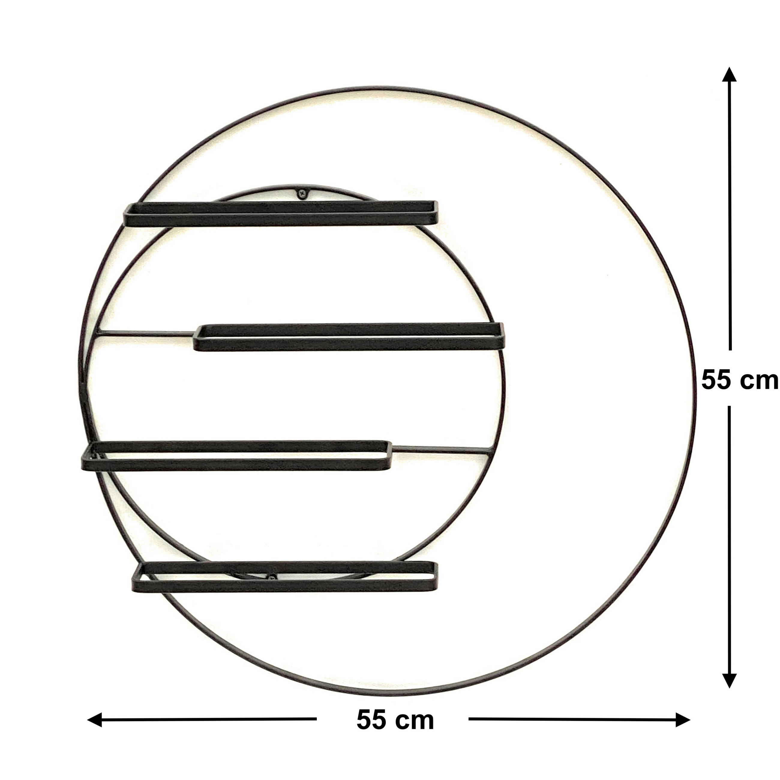 WEINREGAL Rund für die Wand Metall Schwarz 55 cm Largo - Schwarz, Metall (55/55/8.5cm) - DanDiBo