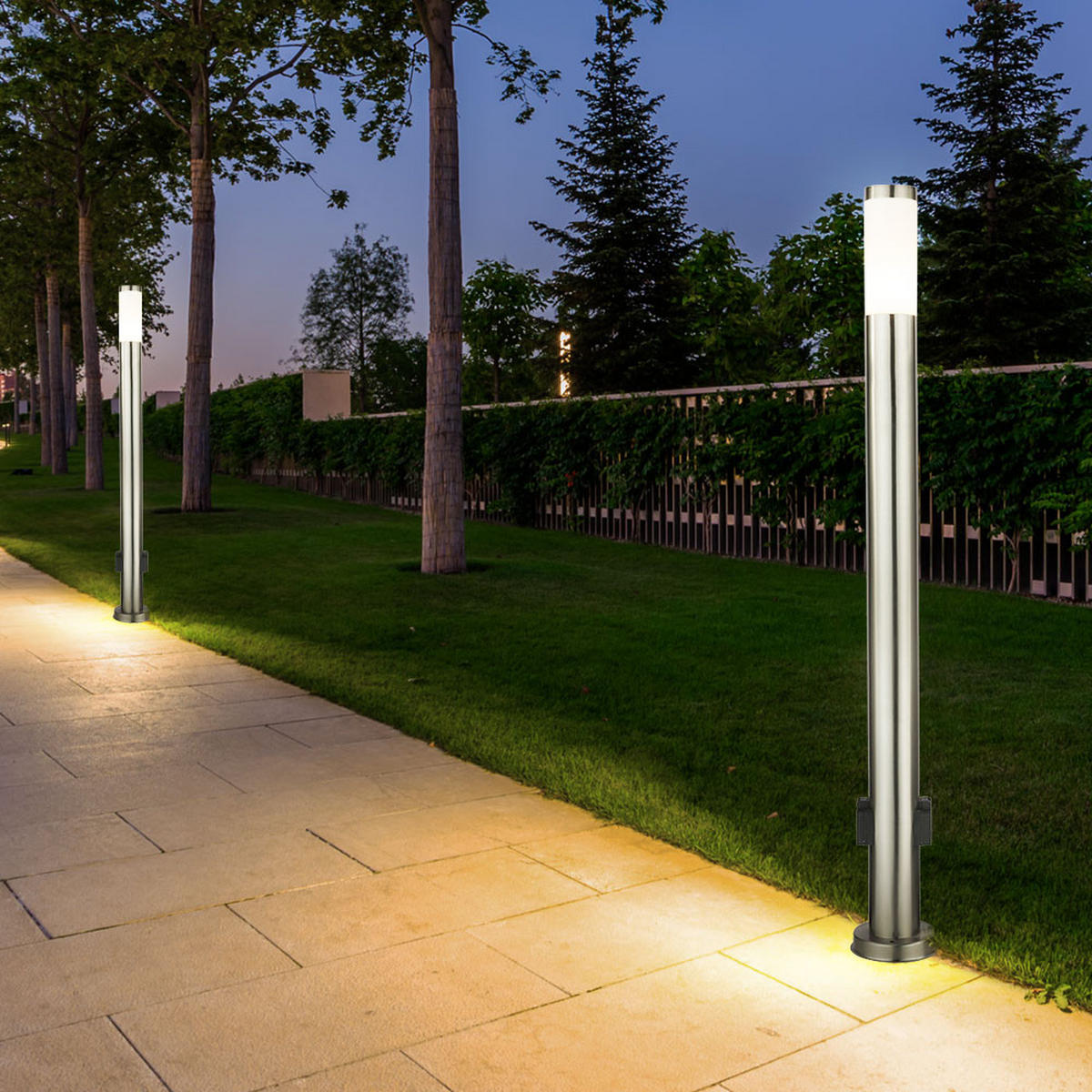 LED STEHLEUCHTE Edelstahl Silber 2er Set - Silberfarben, Metall (12.7/12.7/110cm) - Globo Lighting