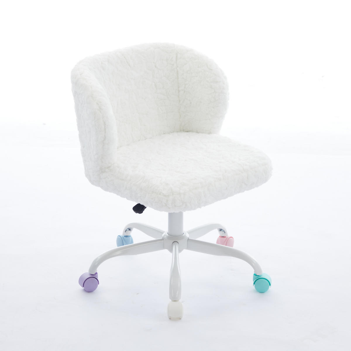 SNURRSTOLAR, Fuskpäls, Snurrbara, Höjdjusterbara, Beige - Cremefärgad, Metall (57/81/55cm) - SHOPENTRA