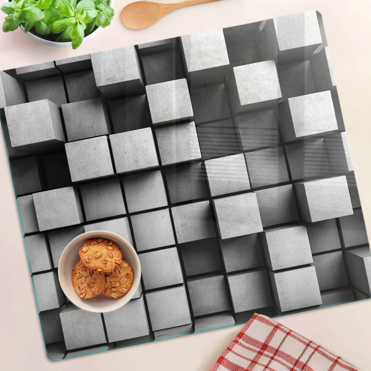 GLASPLATTE 60x52 cm Abstrakt - Orange, Glas (60/0.4/52cm) - TULUP