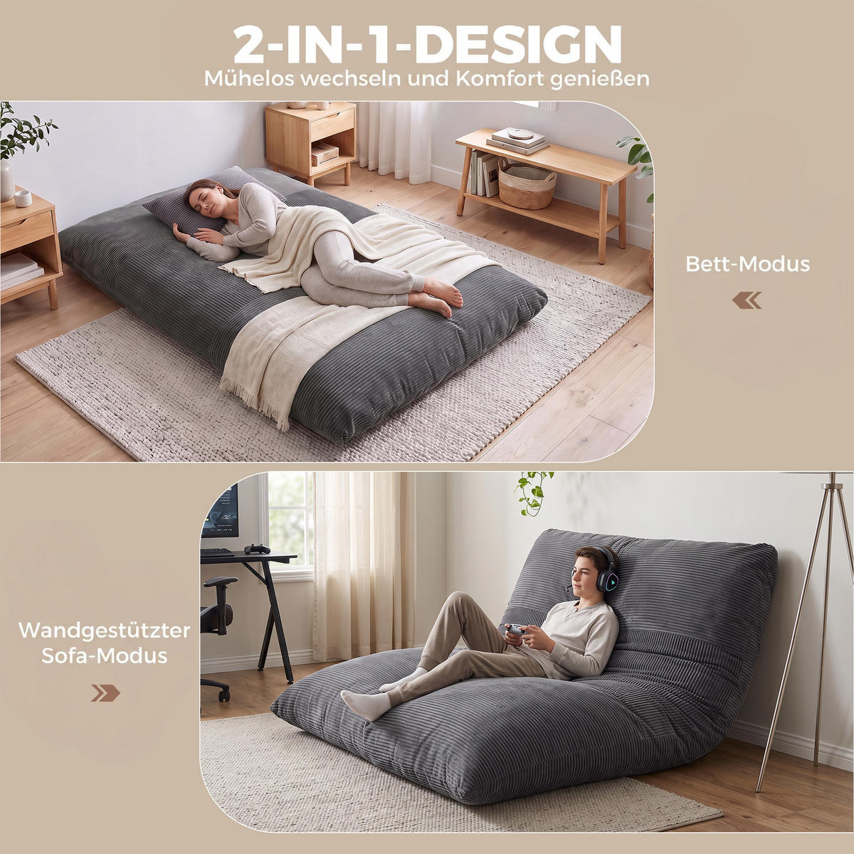 SOFA Dunkelgrau 145.0/98.0/95.0cm - Dunkelgrau, Textil (98/95/145cm)