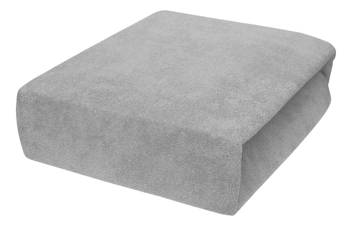 SPANNBETTLAKEN 160/200 cm, Frottee Elastisch 100 % Baumwolle Silber - Grau, Textil (160/200cm) - Best For Home