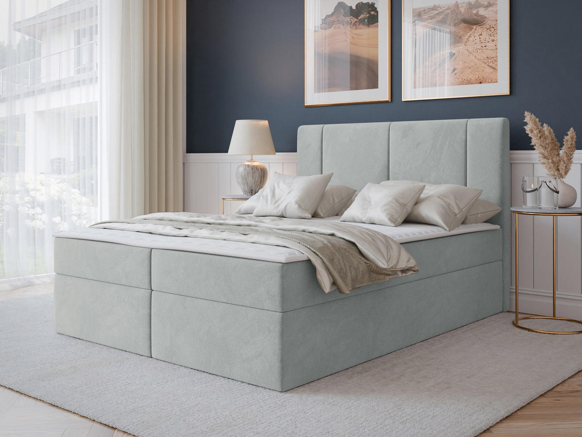 BOXBETT Michelle 140x200 - H3 - Hellgrau/Schwarz, Holzwerkstoff/Kunststoff (140/200cm) - MIRJAN24