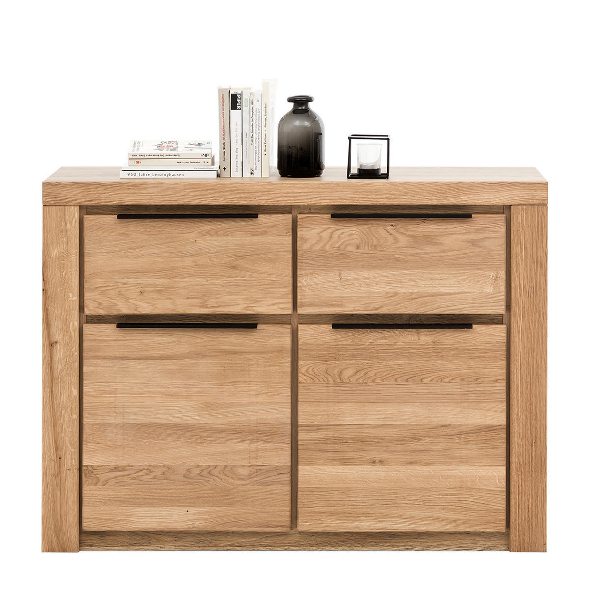 KOMMODE - Eiche teilmassiv, Eiche / Eiche Dekor - Eichefarben, Holz (108/80/40cm) - home24