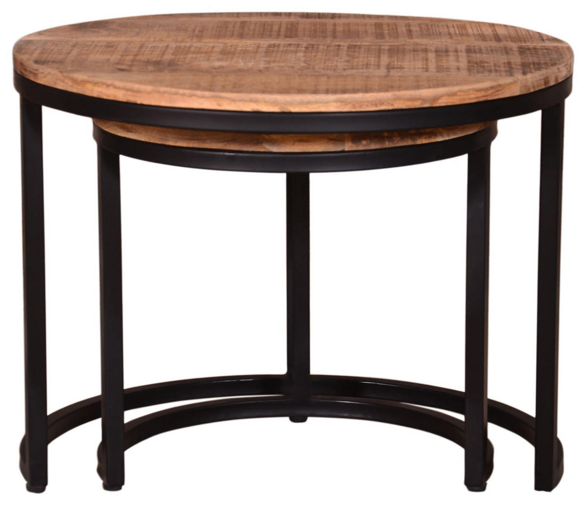 COUCHTISCH Fermo - 2er Set - Mangoholz natur - Schwarz/Braun, Holz/Metall (58/58/45cm) - bene living