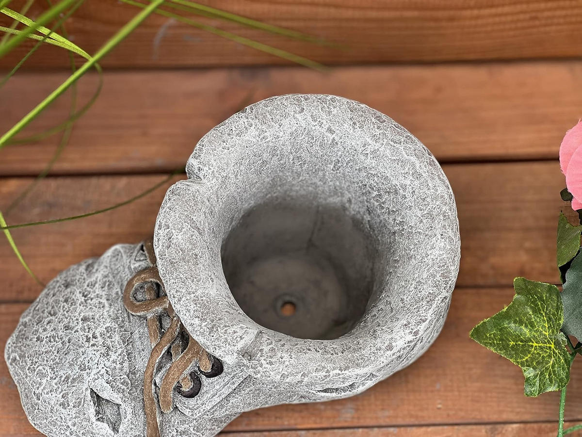 STEINFIGUR Pflanztopf Stiefel Pflanzstiefel frostfest Steinguss - Grau, Stein (10/9/20cm) - stoneandstyle