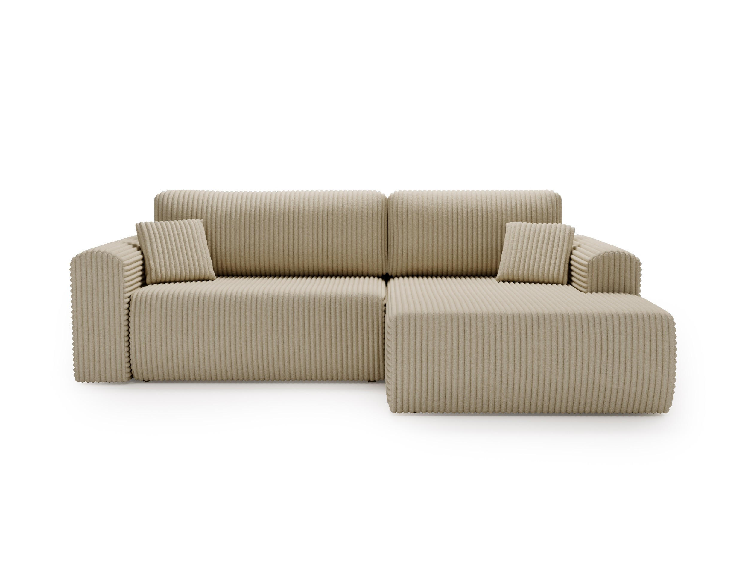 ECKSOFA Linea Creme, Sofa mit Schlaffunktion, rechte seite - Creme, Holzwerkstoff/Textil (257/177cm) - Bettso