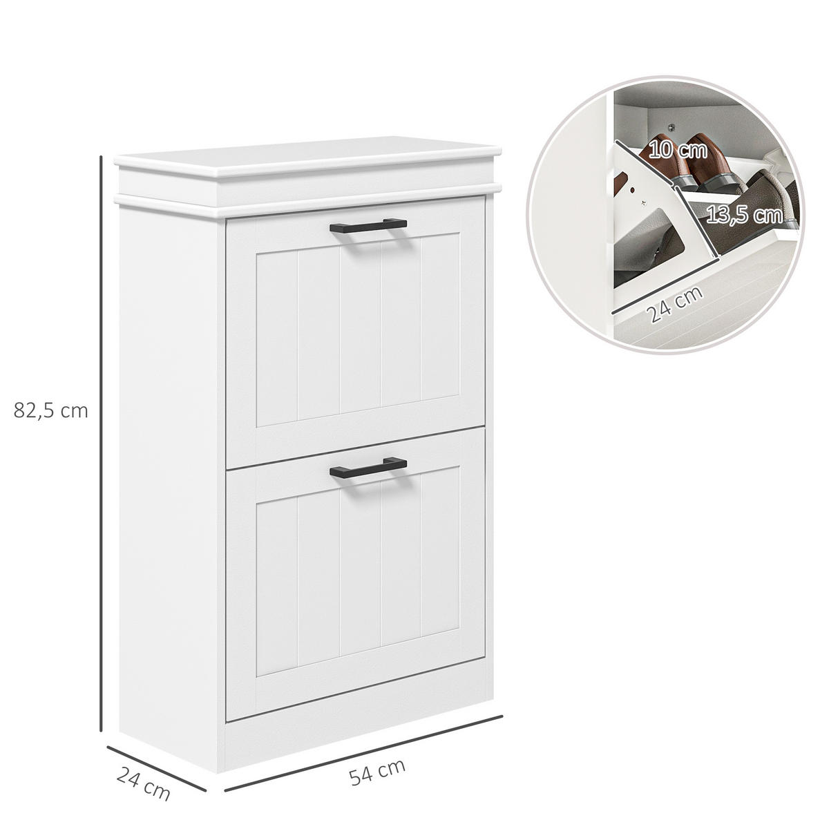 SCHUHSCHRANK DE-15009 2 Klapptüren mit verstellbaren Böden Weiß - Weiß, Holzwerkstoff (54/82.5/24cm) - ComfortXL