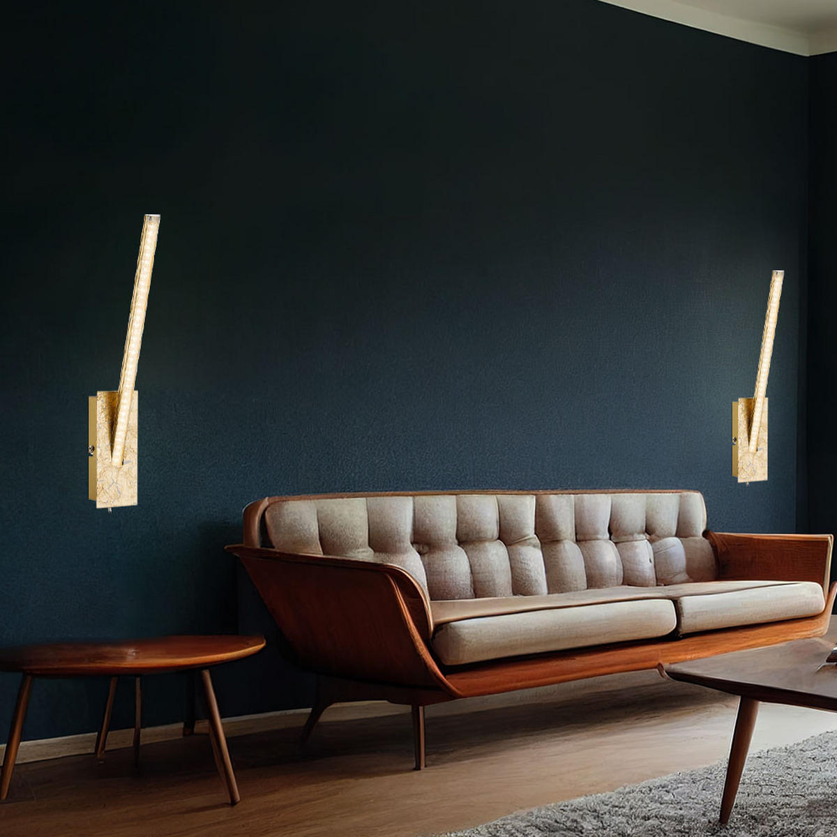 LED WANDLEUCHTE Fuego Gold Kristall 2er Set - Goldfarben, Metall (6.2/35/10.5cm)