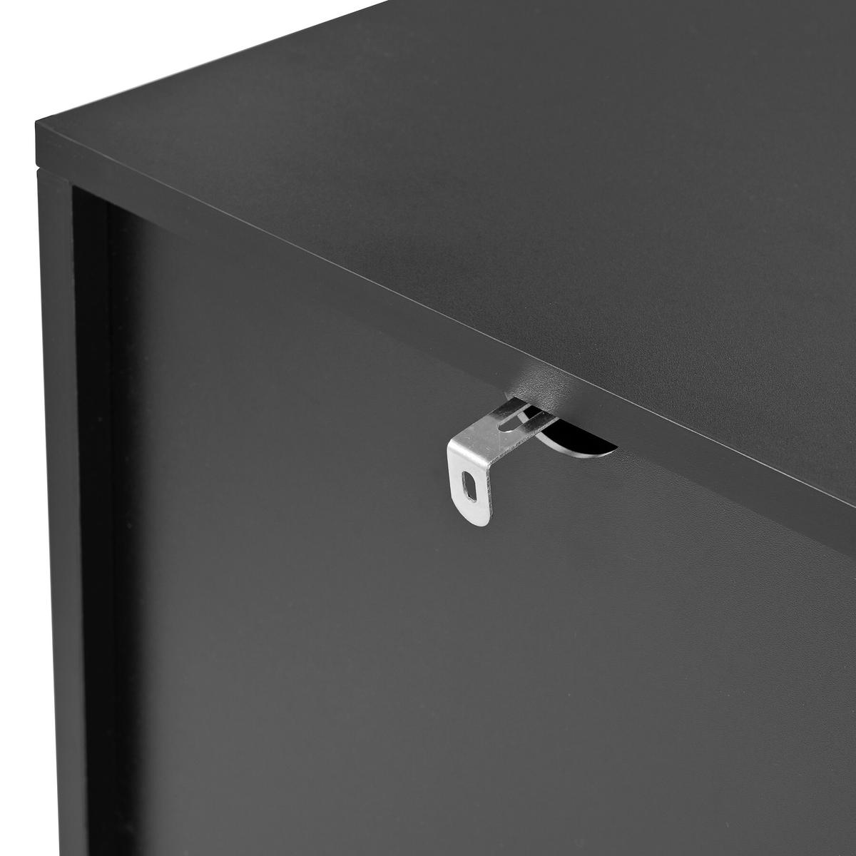 SIDEBOARD mit goldenen geometrischen Mustern - Schwarz, Holzwerkstoff/Metall (40/80/150cm) - Urban Meuble